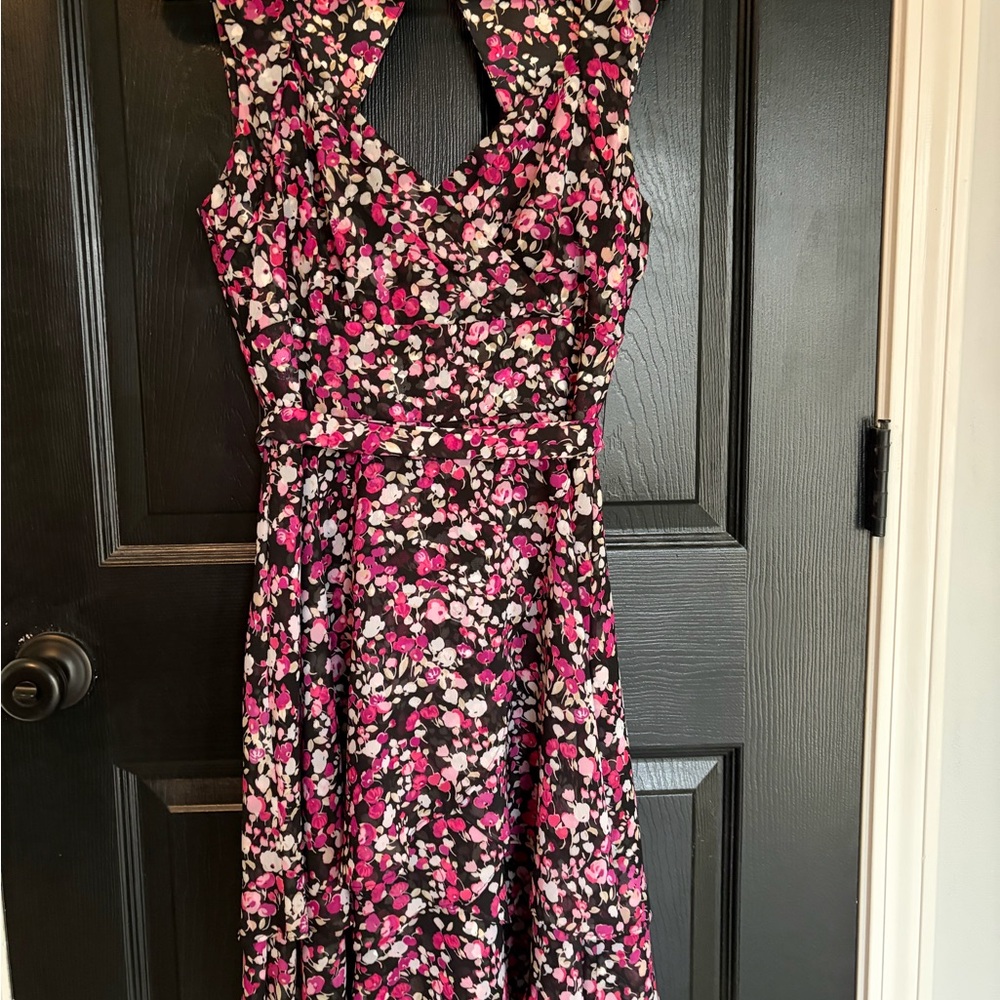 White House Black Market Pink and Black Backless Dress